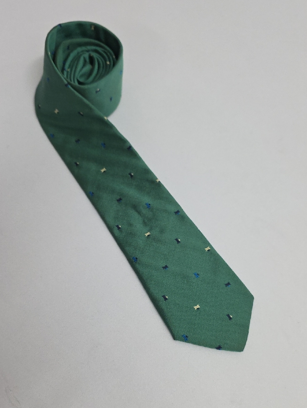 String Bean Plus+ Green Silk Embroidered Vintage Necktie